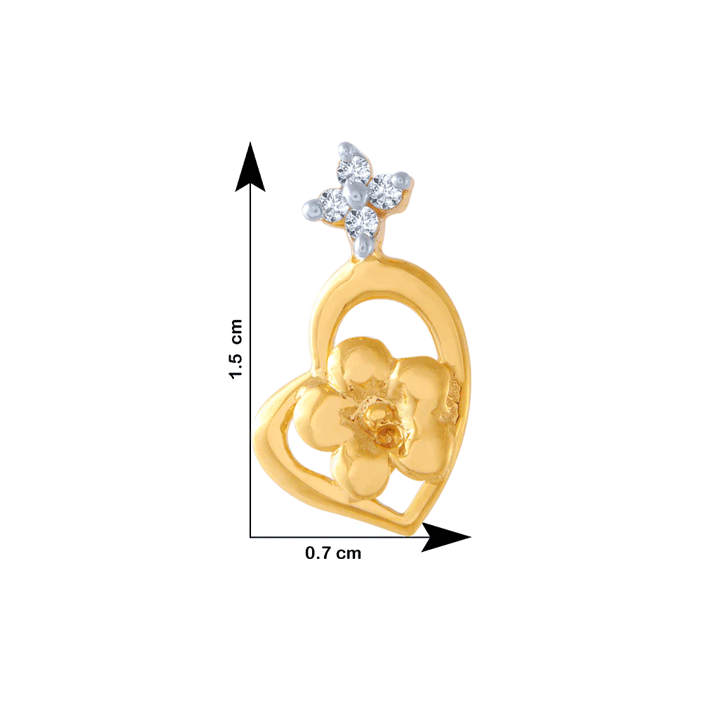 14KT (585) Yellow Gold And American Diamond Stud Earrings For Women - Image 4