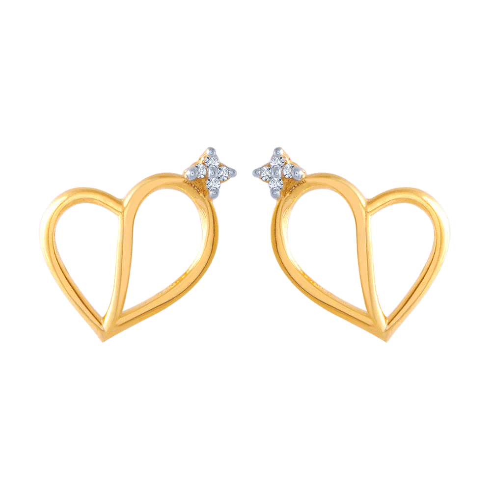 14KT (585) Yellow Gold And American Diamond Stud Earrings For Women