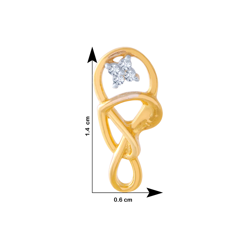 14KT (585) Yellow Gold And American Diamond Stud Earrings For Women - Image 4