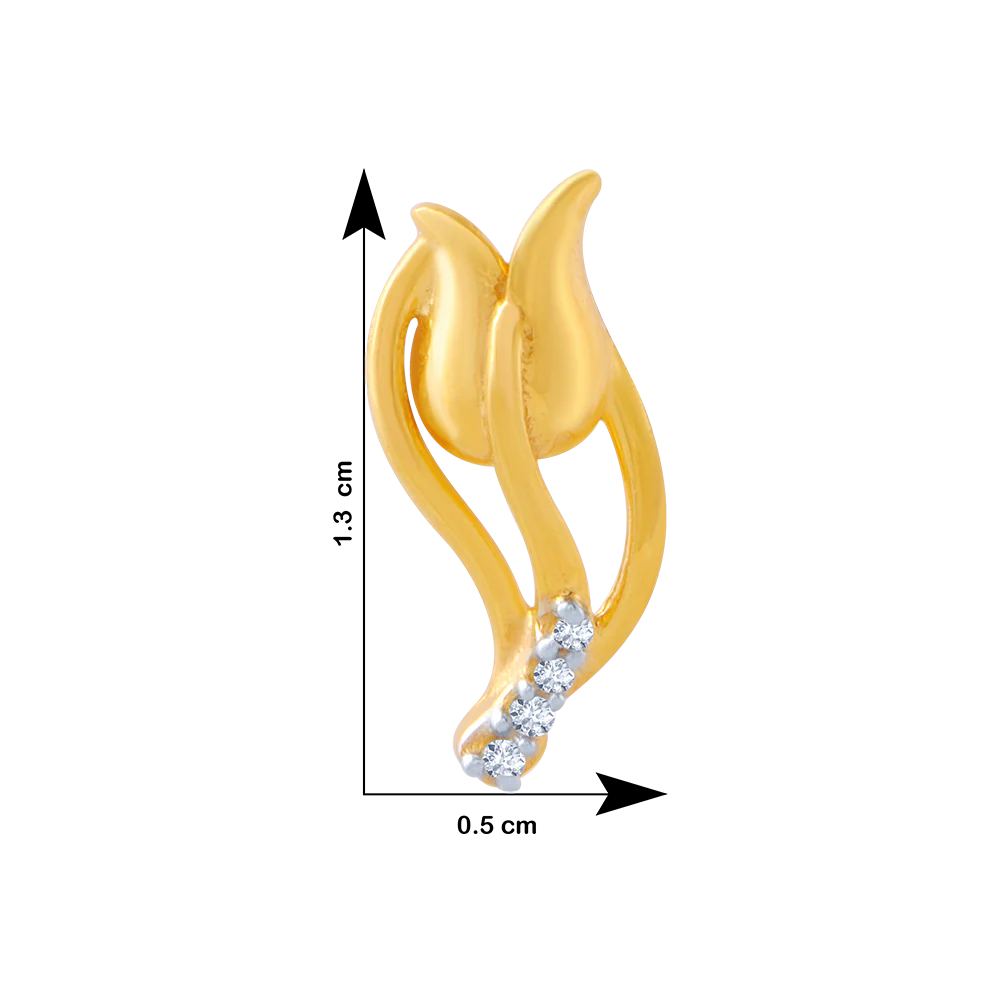 14KT (585) Yellow Gold And American Diamond Stud Earrings For Women - Image 4