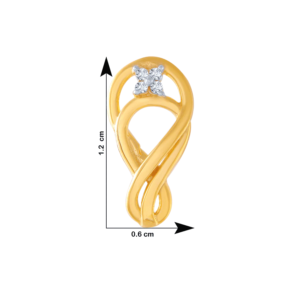14KT (585) Yellow Gold And American Diamond Stud Earrings For Women - Image 3