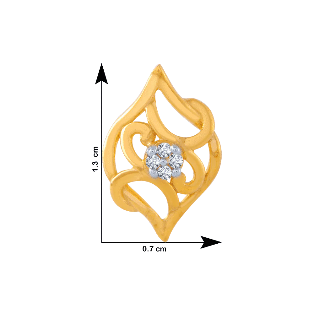 14KT (585) Yellow Gold And American Diamond Stud Earrings For Women - Image 4