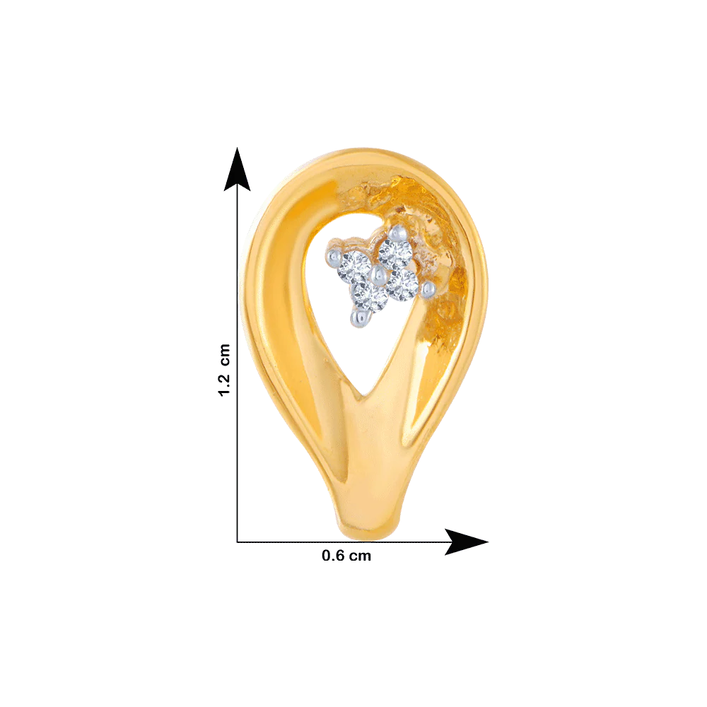 14KT (585) Yellow Gold And American Diamond Stud Earrings For Women - Image 4