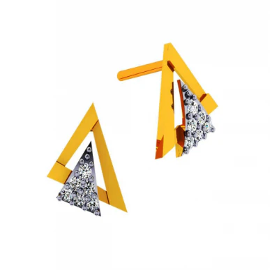 14KT (585) Yellow Gold And Diamond Earrings For Women - Image 2