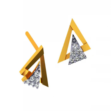 14KT (585) Yellow Gold And Diamond Earrings For Women - Image 3