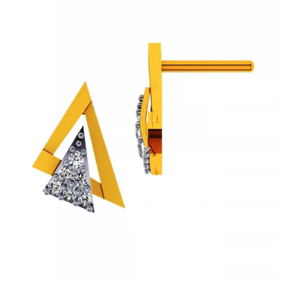 14KT (585) Yellow Gold And Diamond Earrings For Women - Image 4