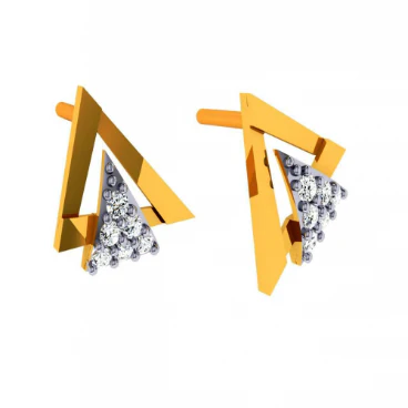 14KT (585) Yellow Gold And Diamond Earrings For Women - Image 7