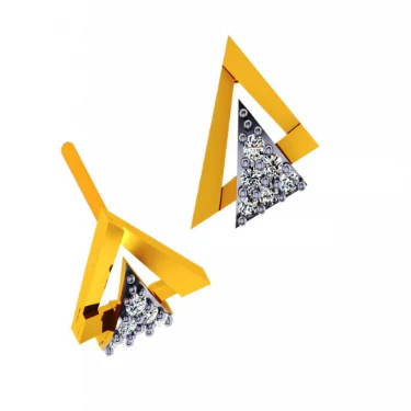14KT (585) Yellow Gold And Diamond Earrings For Women - Image 8