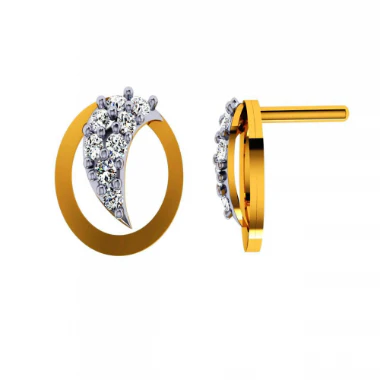 14KT (585) Yellow Gold And Diamond Earrings For Women - Image 2