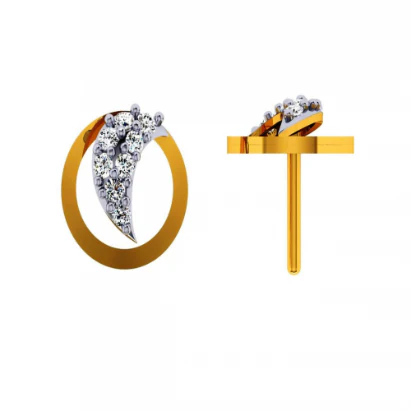 14KT (585) Yellow Gold And Diamond Earrings For Women - Image 4