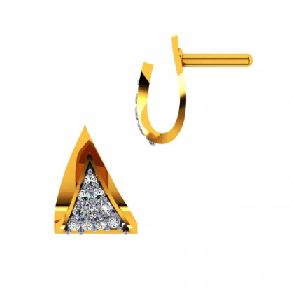 14KT (585) Yellow Gold And Diamond Earrings For Women - Image 3
