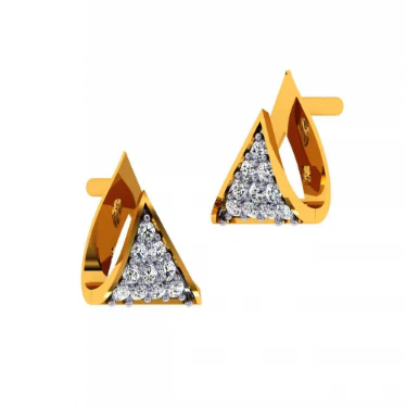 14KT (585) Yellow Gold And Diamond Earrings For Women - Image 4