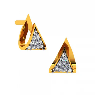 14KT (585) Yellow Gold And Diamond Earrings For Women - Image 5