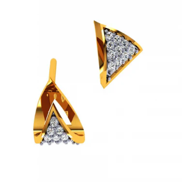 14KT (585) Yellow Gold And Diamond Earrings For Women - Image 6