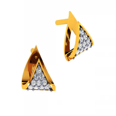 14KT (585) Yellow Gold And Diamond Earrings For Women - Image 7