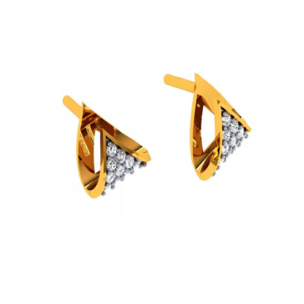 14KT (585) Yellow Gold And Diamond Earrings For Women - Image 8