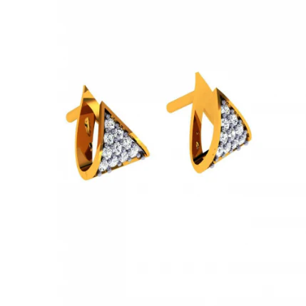 14KT (585) Yellow Gold And Diamond Earrings For Women - Image 9