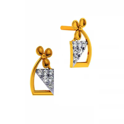 14KT (585) Yellow Gold And Diamond Earrings For Women - Image 2