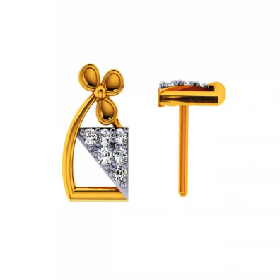 14KT (585) Yellow Gold And Diamond Earrings For Women - Image 5
