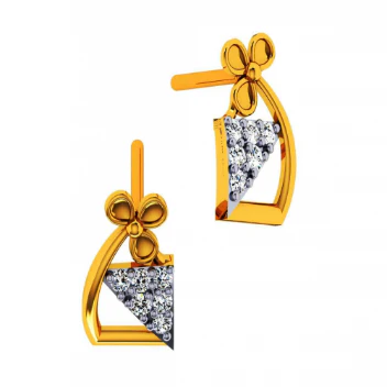 14KT (585) Yellow Gold And Diamond Earrings For Women - Image 7