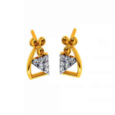 14KT (585) Yellow Gold And Diamond Earrings For Women - Image 8