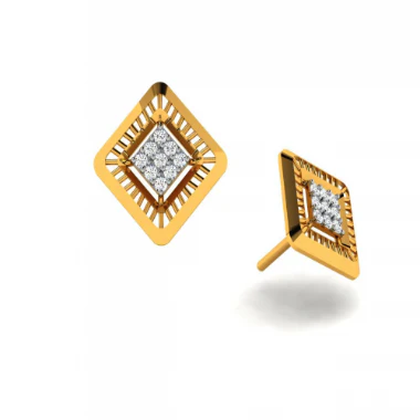 14KT (585) Yellow Gold And Diamond Earrings For Women - Image 2