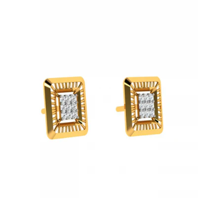 14KT (585) Yellow Gold And Diamond Earrings For Women - Image 3