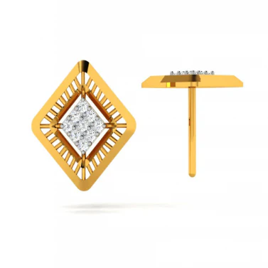 14KT (585) Yellow Gold And Diamond Earrings For Women - Image 4