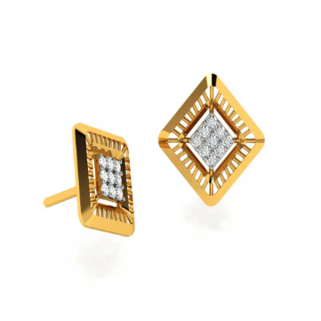 14KT (585) Yellow Gold And Diamond Earrings For Women - Image 5