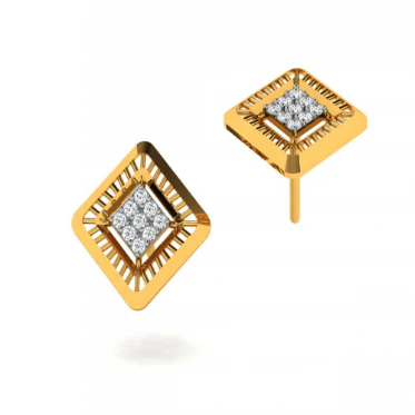 14KT (585) Yellow Gold And Diamond Earrings For Women - Image 7