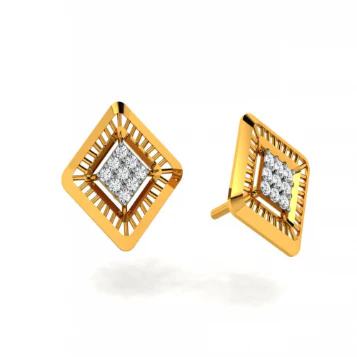 14KT (585) Yellow Gold And Diamond Earrings For Women - Image 8