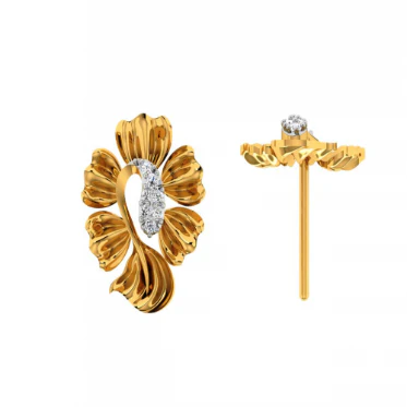 14KT (585) Yellow Gold And Diamond Earrings For Women - Image 5