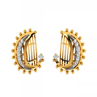 14KT (585) Yellow Gold And Diamond Earrings For Women