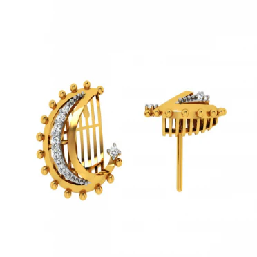 14KT (585) Yellow Gold And Diamond Earrings For Women - Image 6