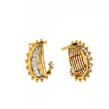 14KT (585) Yellow Gold And Diamond Earrings For Women - Image 9