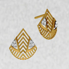 14KT (585) Yellow Gold And Diamond Earrings For Women - Image 2