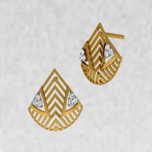 14KT (585) Yellow Gold And Diamond Earrings For Women - Image 3