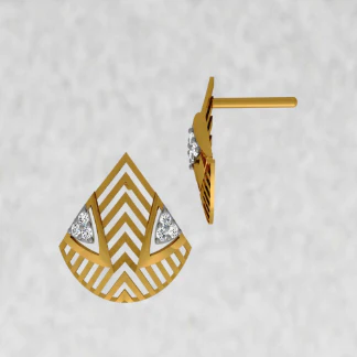 14KT (585) Yellow Gold And Diamond Earrings For Women - Image 5