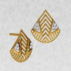 14KT (585) Yellow Gold And Diamond Earrings For Women - Image 7