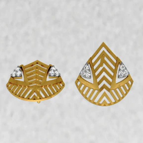 14KT (585) Yellow Gold And Diamond Earrings For Women - Image 8