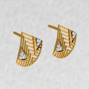 14KT (585) Yellow Gold And Diamond Earrings For Women - Image 9