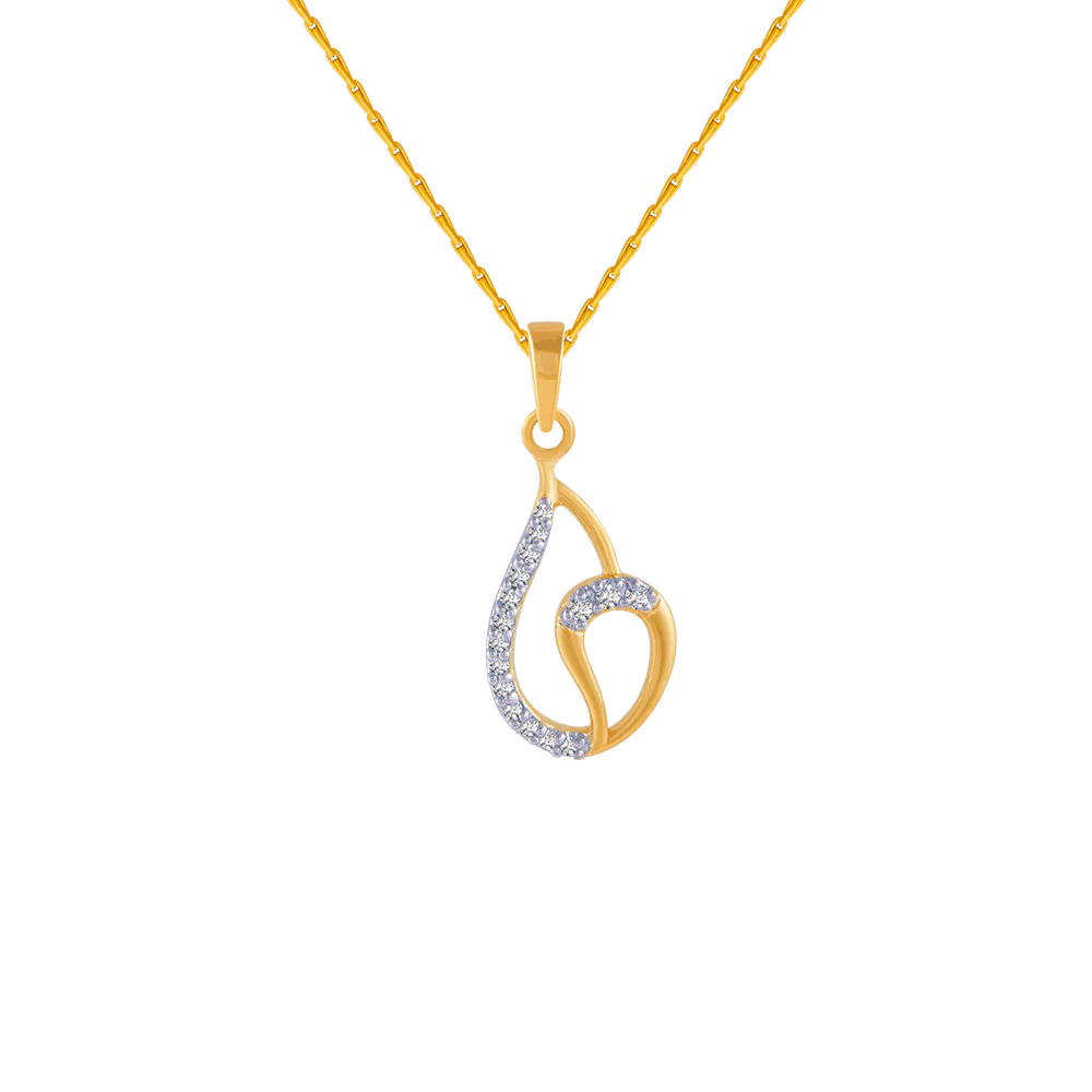 14KT (585) Yellow Gold And Diamond Pendant For Women