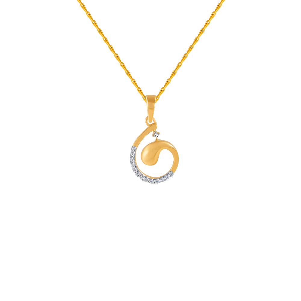 14KT (585) Yellow Gold And Diamond Pendant For Women