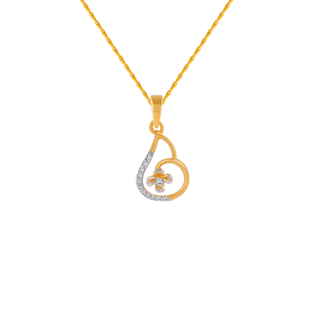 14KT (585) Yellow Gold And Diamond Pendant For Women