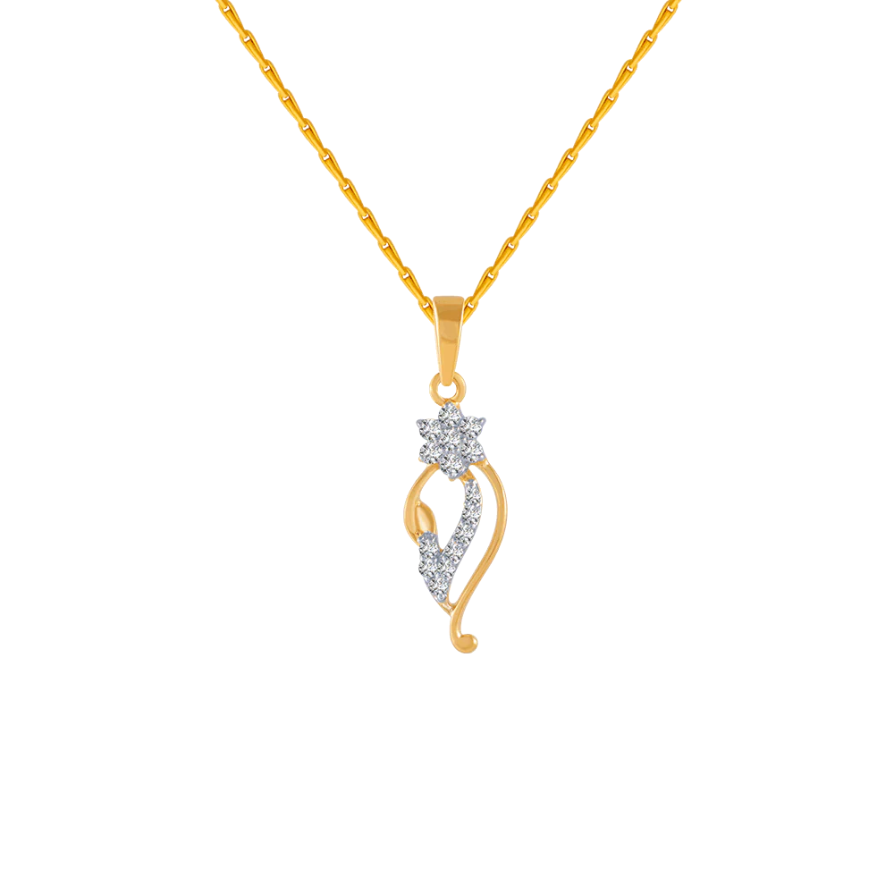 14KT (585) Yellow Gold And Diamond Pendant For Women