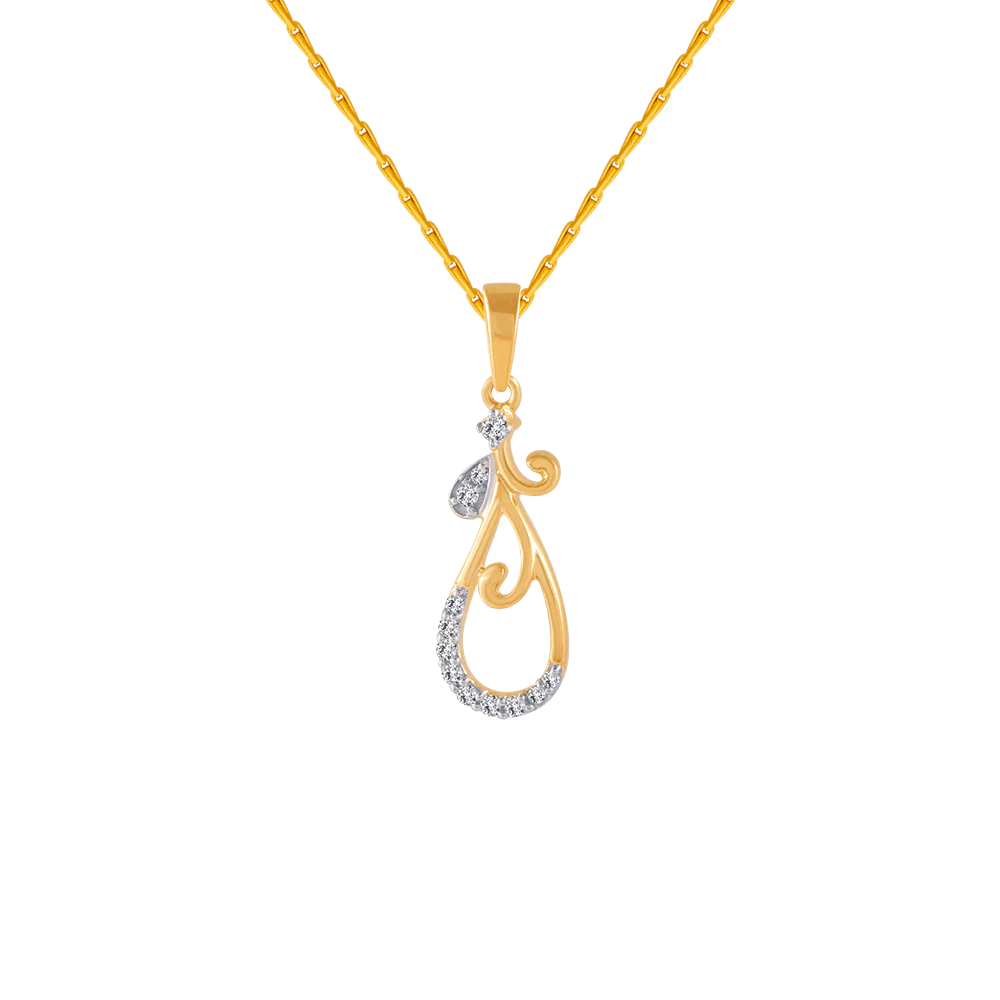 14KT (585) Yellow Gold And Diamond Pendant For Women