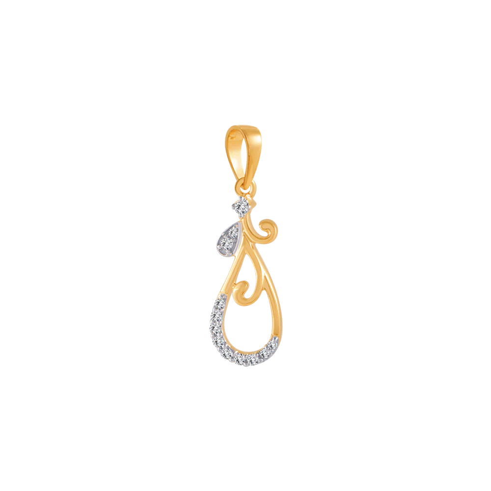 14KT (585) Yellow Gold And Diamond Pendant For Women - Image 3