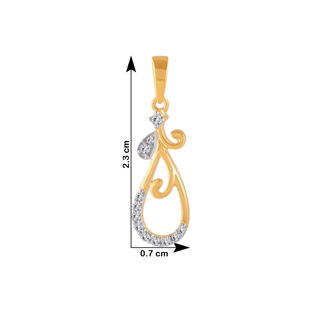 14KT (585) Yellow Gold And Diamond Pendant For Women - Image 4