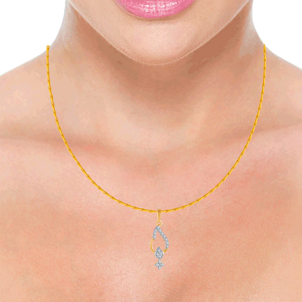 14KT (585) Yellow Gold And Diamond Pendant For Women - Image 2