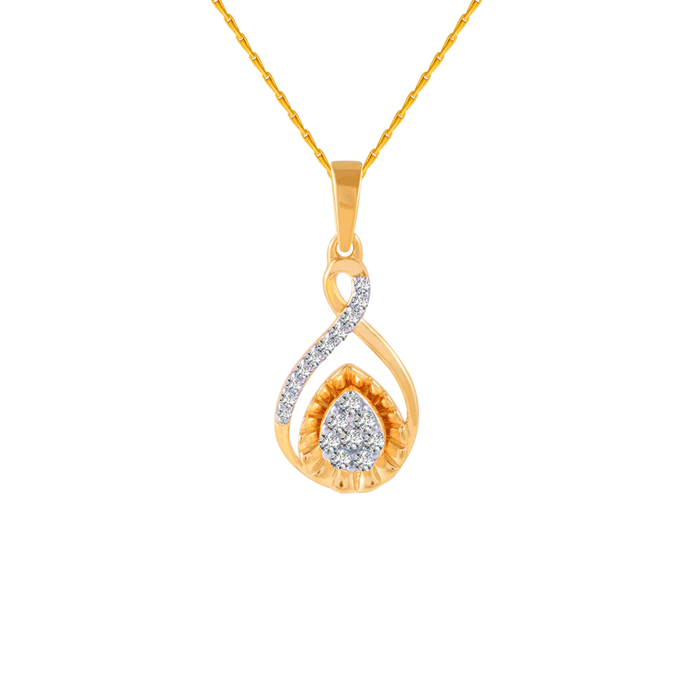 14KT (585) Yellow Gold And Diamond Pendant For Women